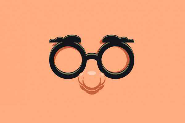 lunettes noires avec un fond rose orangé 